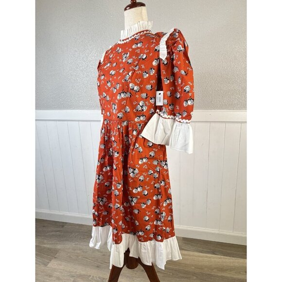 Batsheva Dress Ruffled Sz 8 Floral Poplin Mini Peasant Feminine Farmcore NEW - Picture 5 of 16